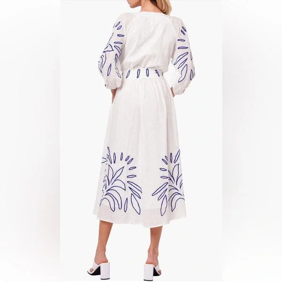 NWT Ciebon Eliza Embroidered A-Line Cotton Midi Dress in White Sz XL - Picture 16 of 16